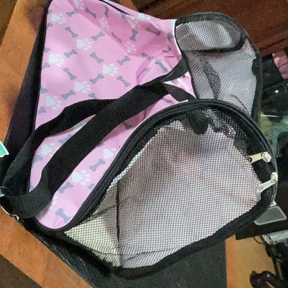Pink Pet Carrier Tote Bag Dog Cat Bone Paw Print Travel Comfort - Picture 11 of 15
